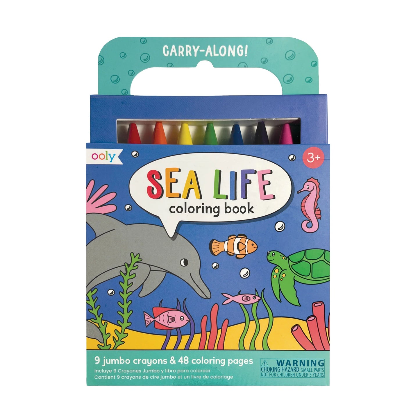 Libro para colorear portátil "Sea Life" con 9 crayones