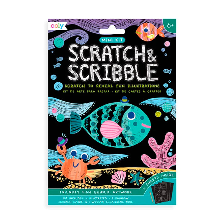 Mini kit de arte para raspar con peces Scratch and Scribble de Ooly