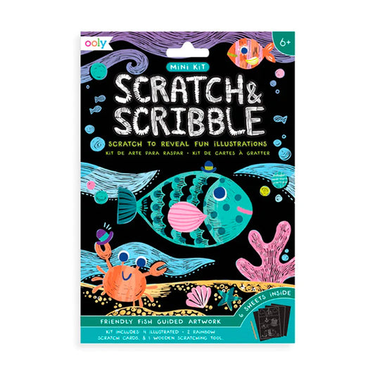 Mini kit de arte para raspar con peces Scratch and Scribble de Ooly