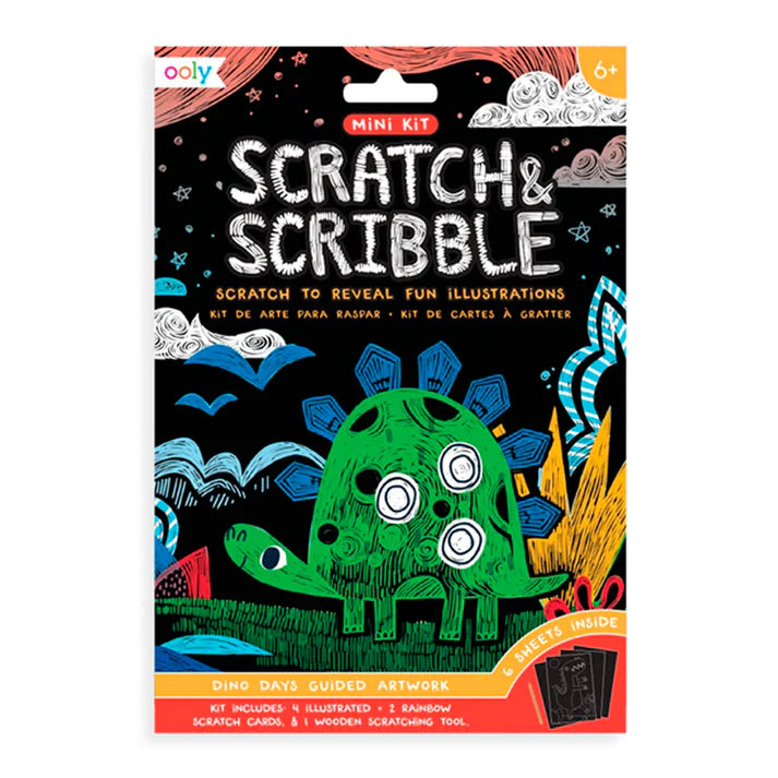 Mini kit de arte para raspar Scratch and Scribble de dinosaurios de Ooly