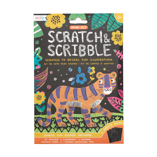 Mini kit de arte para raspar con animales de la jungla Ooly