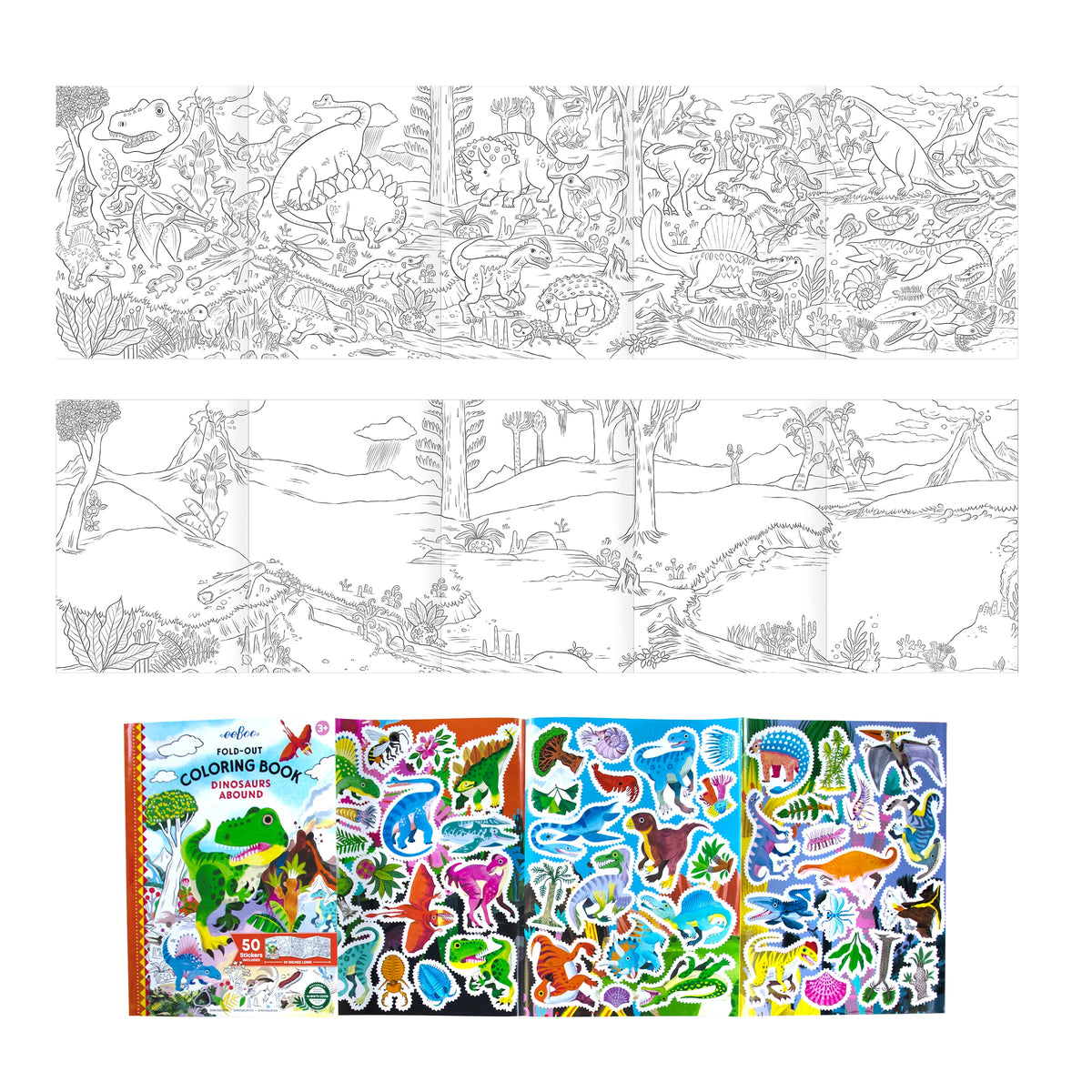 Libro Desplegable para Colorear - Dinosaurios