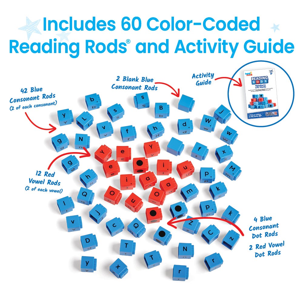 Reading Rods® Alfabeto y palabras CVC